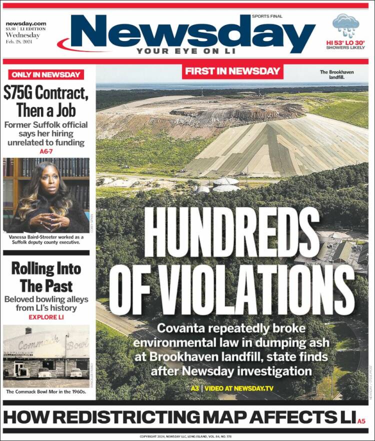 Portada de Newsday (USA)