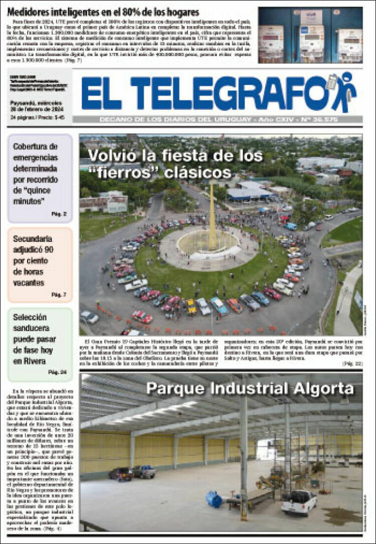 Portada de El Telégrafo (Uruguay)