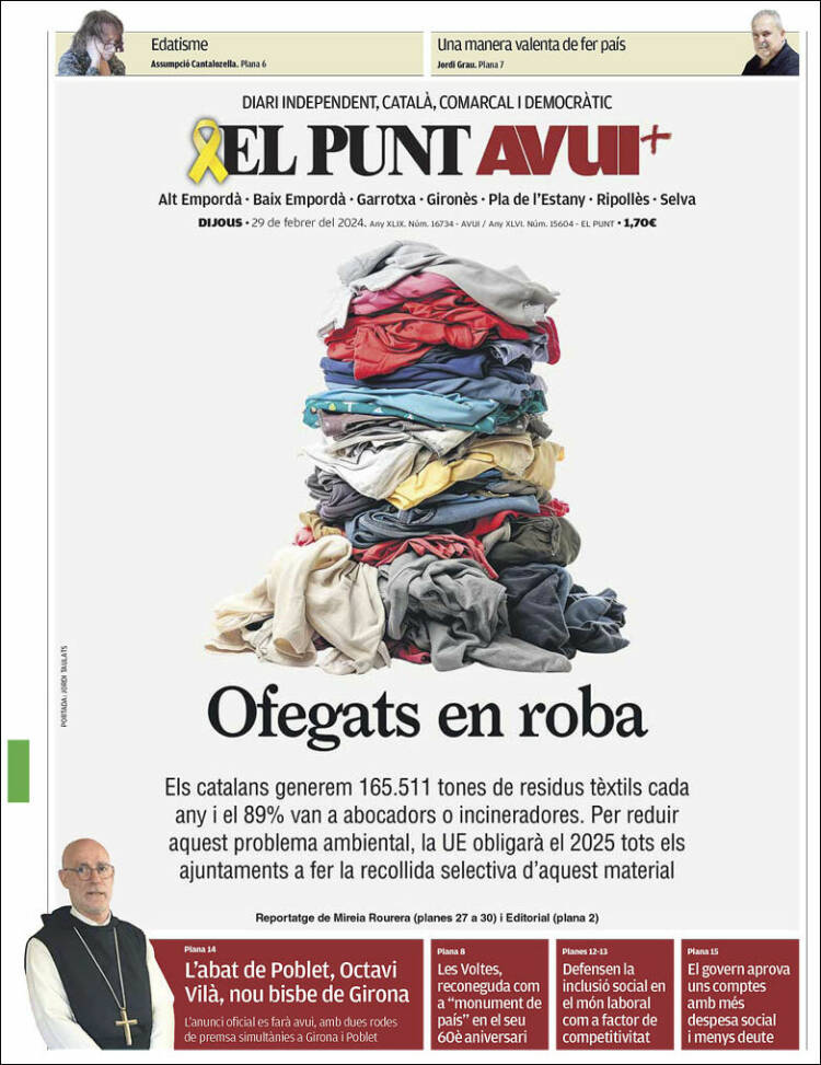 Portada de El Punt Avui - Girona (España)