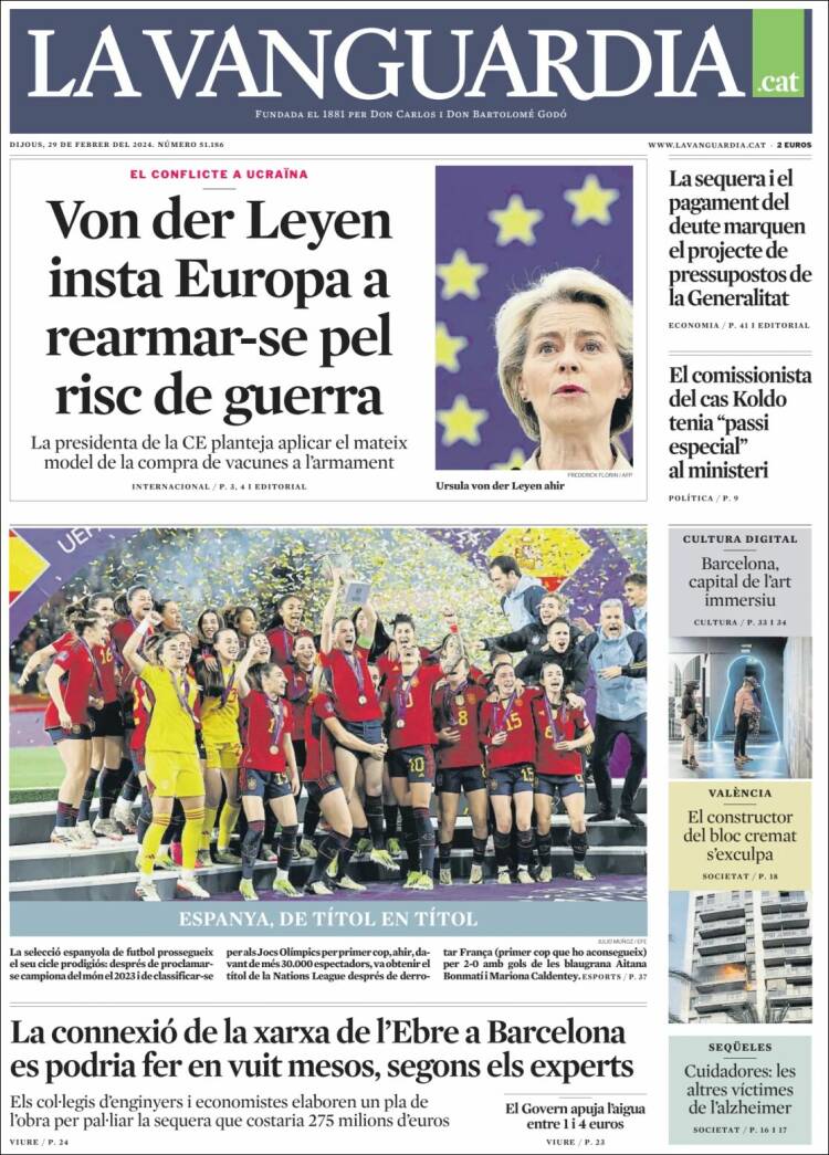 Portada de La Vanguardia (España)