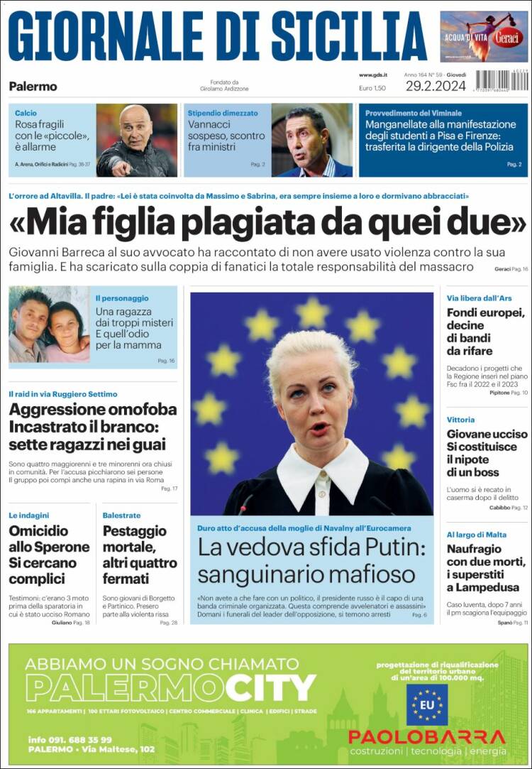 Portada de Giornale di Sicilia (Italia)