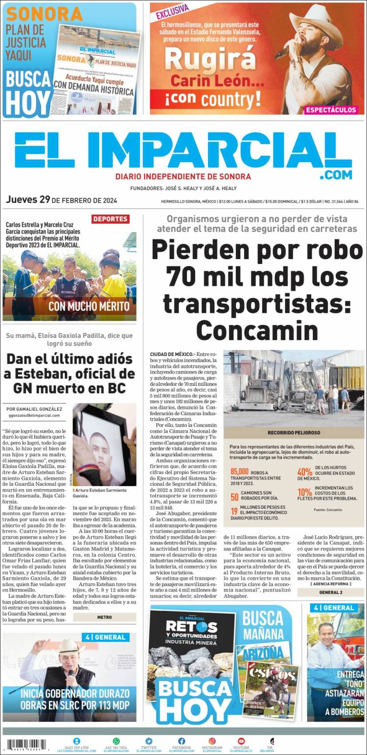 Portada de El Imparcial (México)