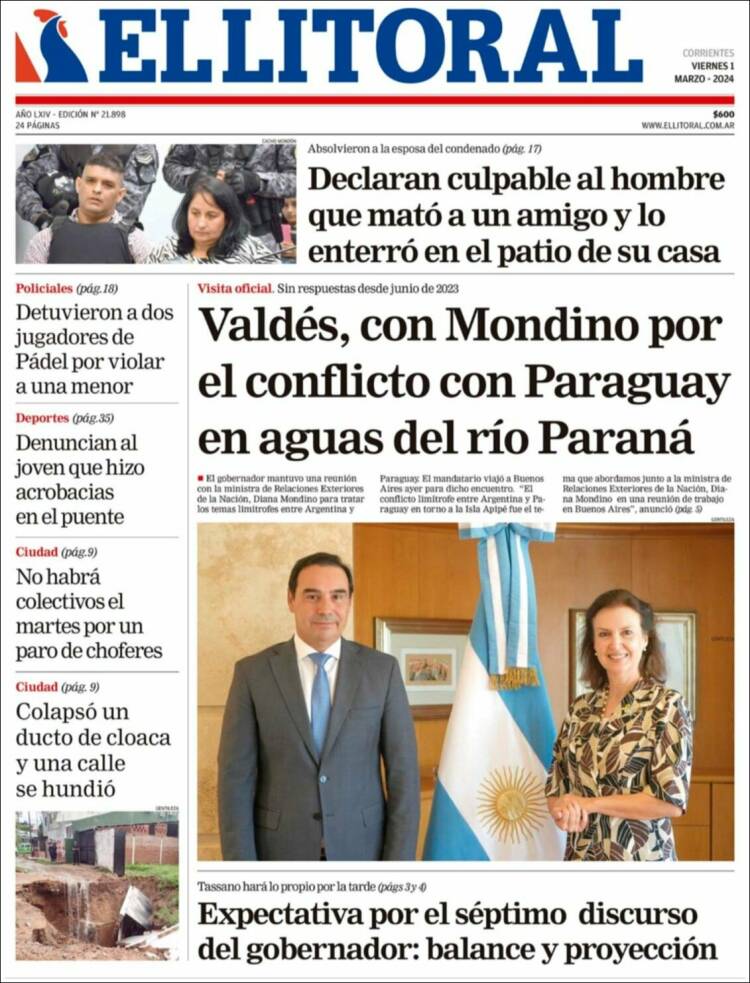 Portada de El Litoral Corrientes (Argentina)