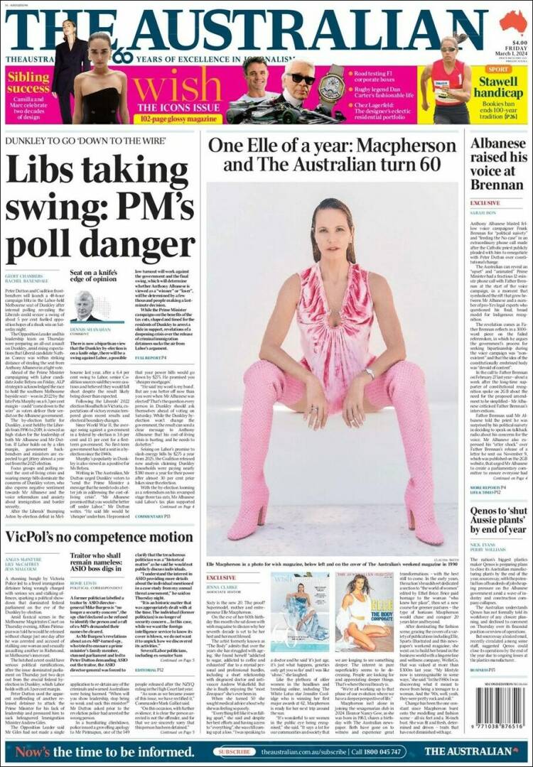 Portada de The Australian (Australia)