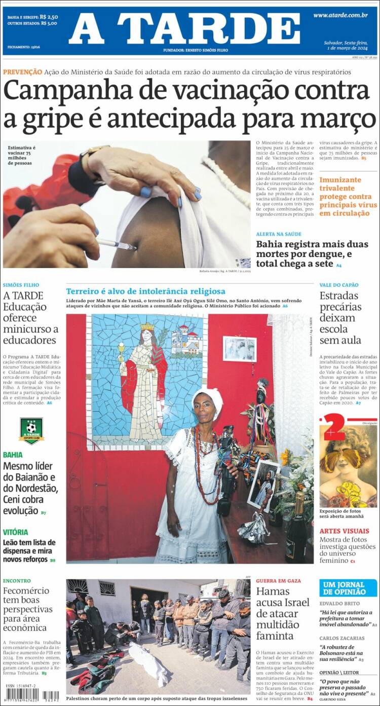 Portada de Diário A Tarde (Brasil)
