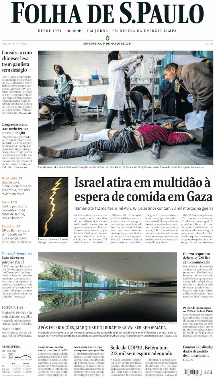Portada de Folha de São Paulo (Brasil)