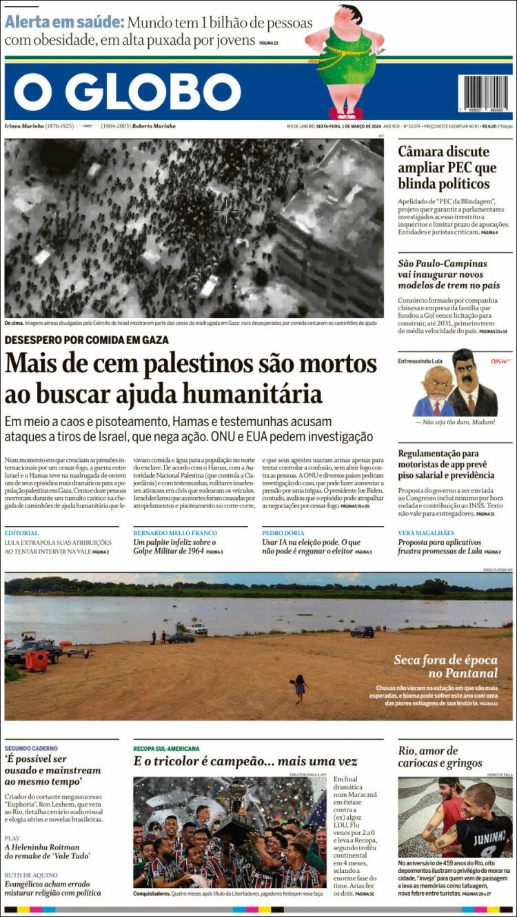 Portada de O Globo (Brasil)