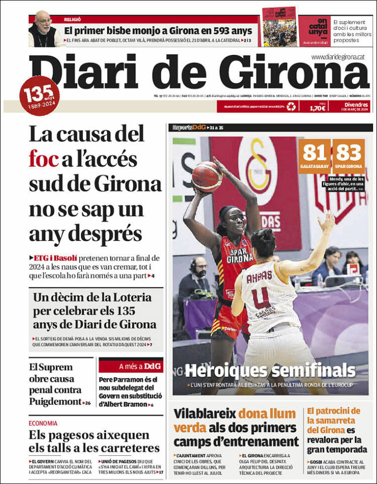 Portada de Diari de Girona (España)