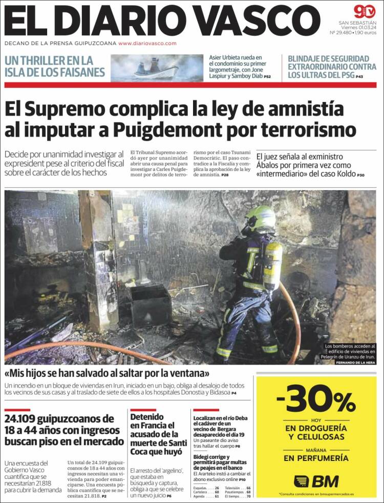 Portada de Diario Vasco (España)