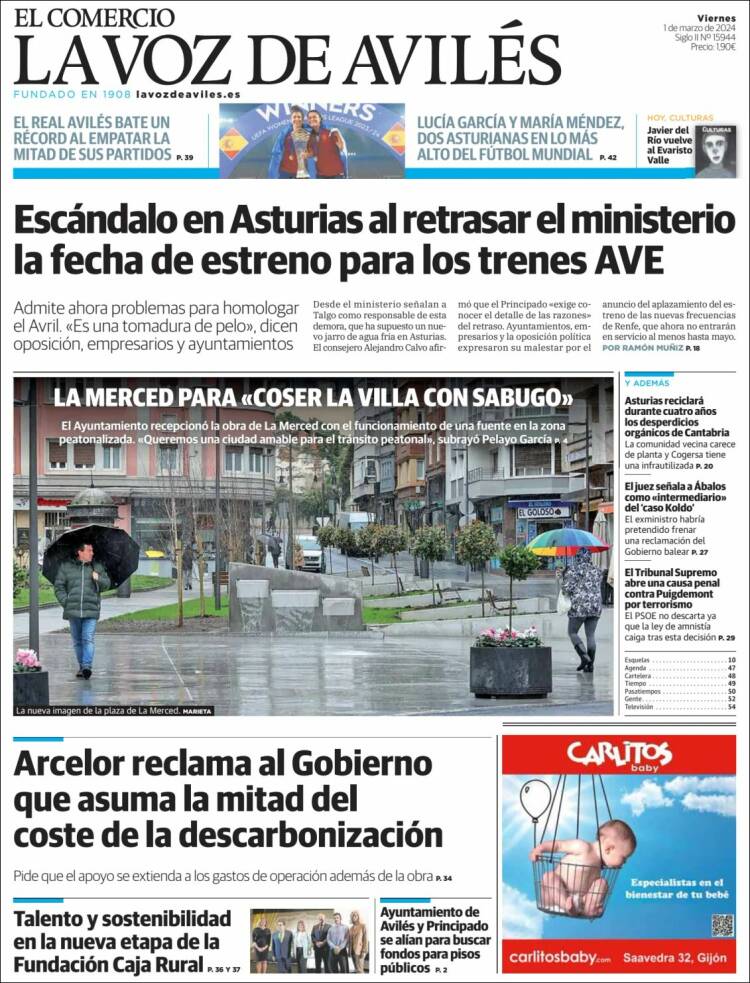 Portada de El Comercio - Avilés (España)