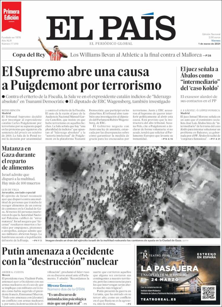 Portada de El País (España)