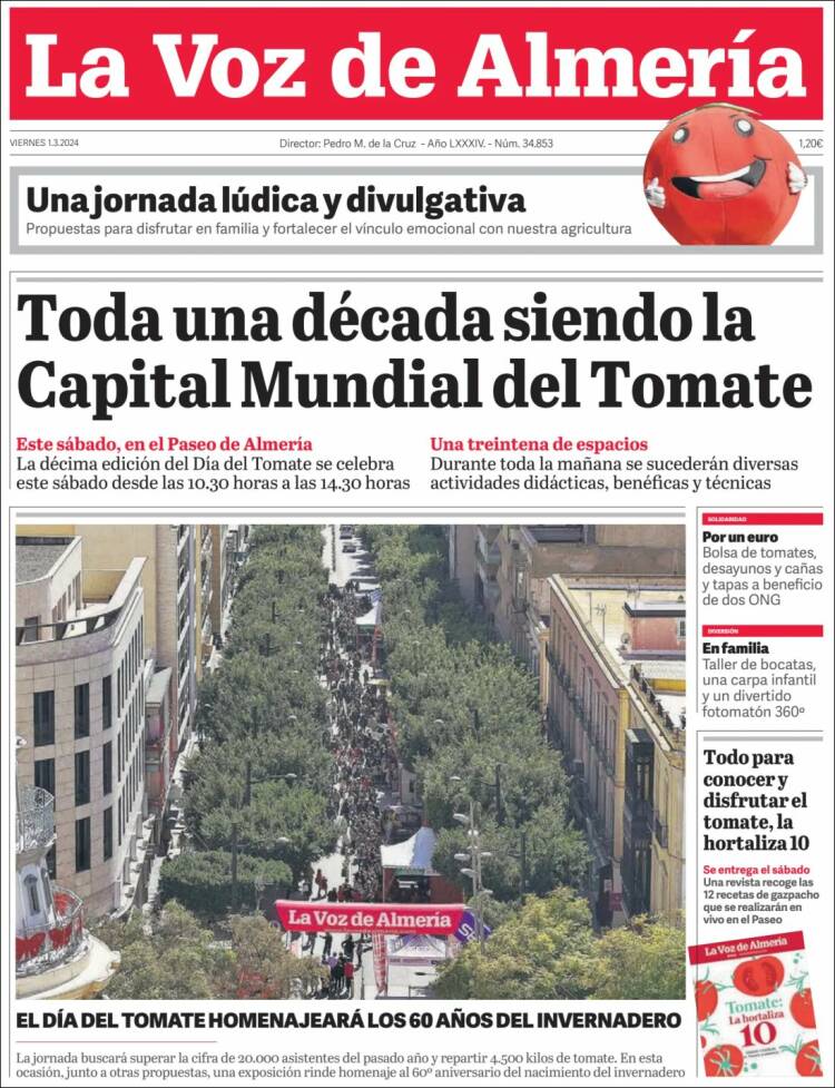 Portada de La Voz de Almería (España)