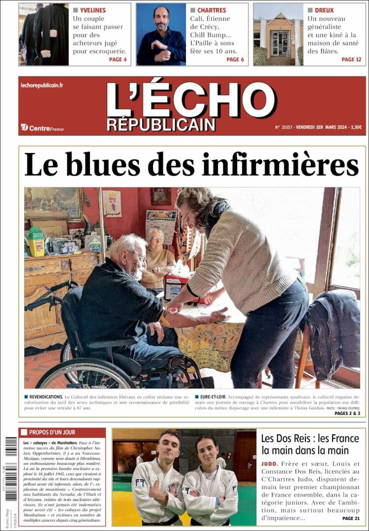 Portada de L'Echo Républicain (Francia)