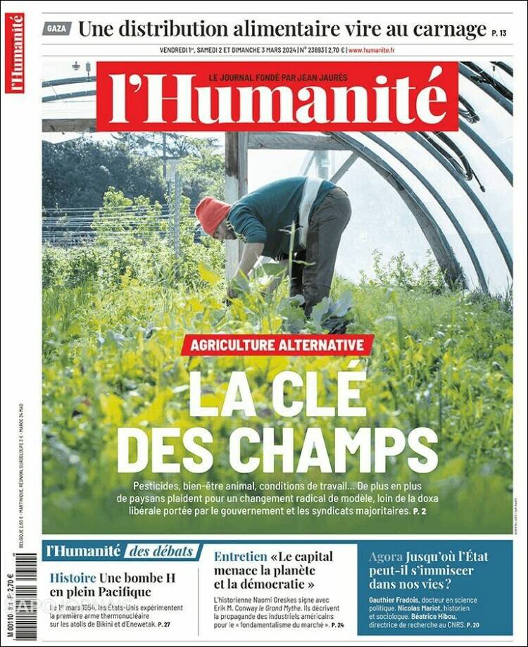 Portada de l'Humanite (Francia)