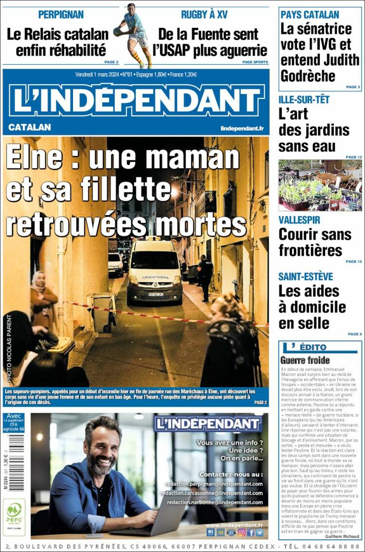 Portada de Le Indépendant (Francia)