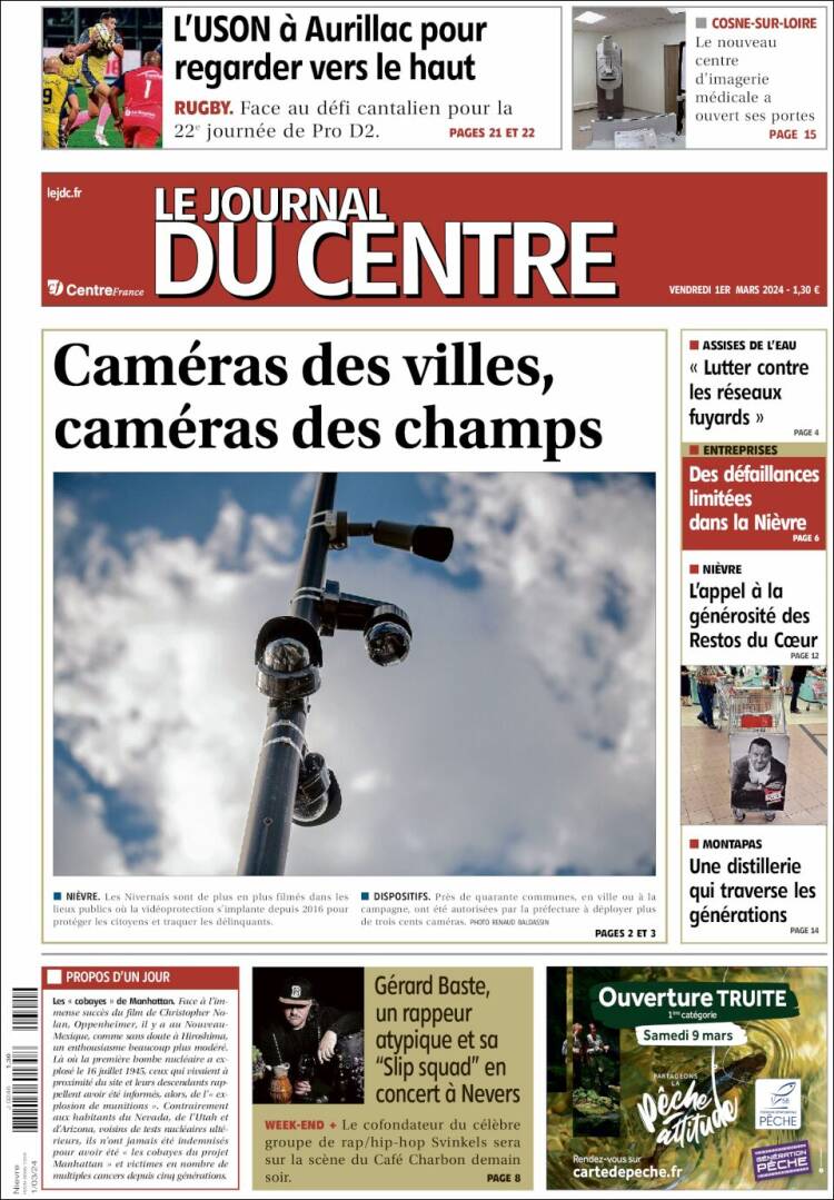 Portada de Le Journal du Centre (Francia)