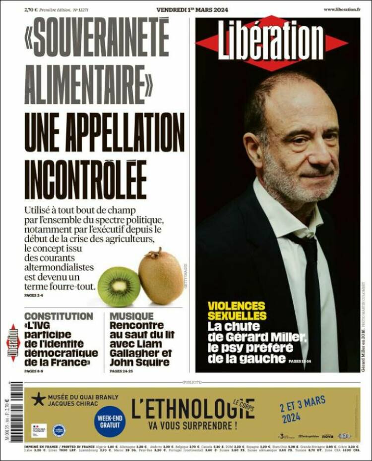 Portada de Libération (Francia)