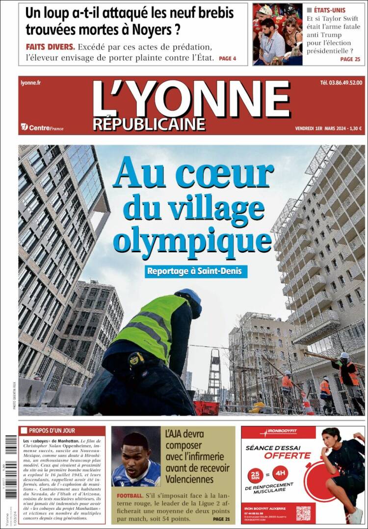 Portada de L'Yonne-Républicaine (Francia)