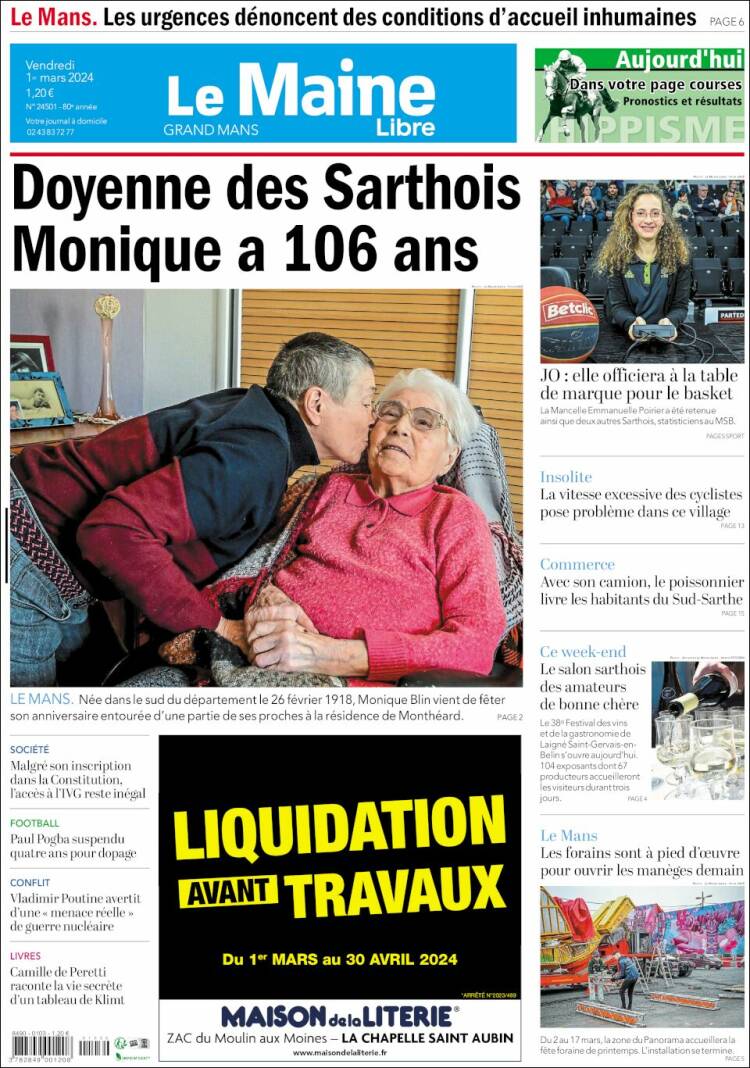 Portada de Le Maine Libre (Francia)