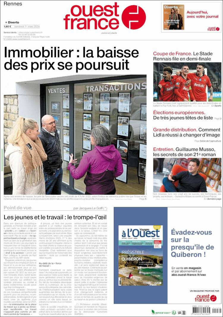 Portada de Ouest France (Francia)