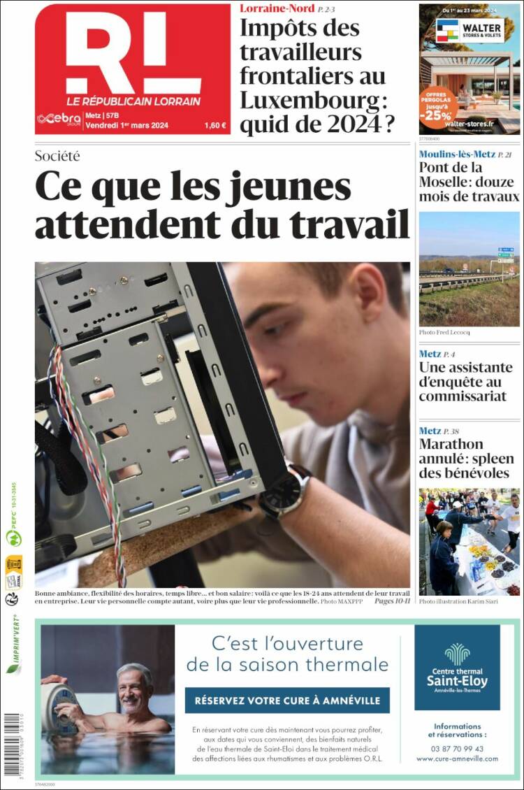 Portada de Le Republicain Lorrain (Francia)