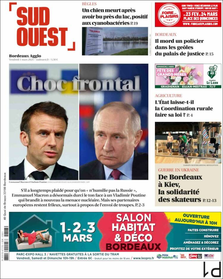 Portada de Sud Ouest (Francia)