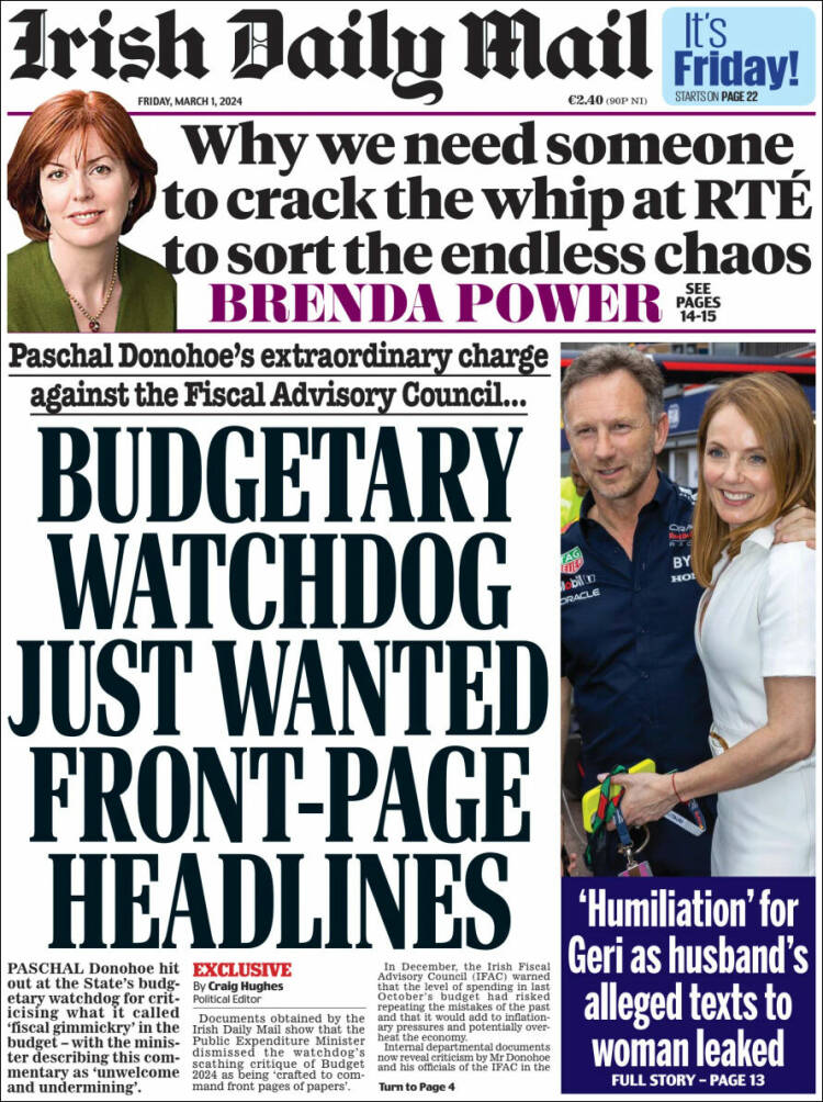 Portada de Irish Daily Mail (Irlanda)