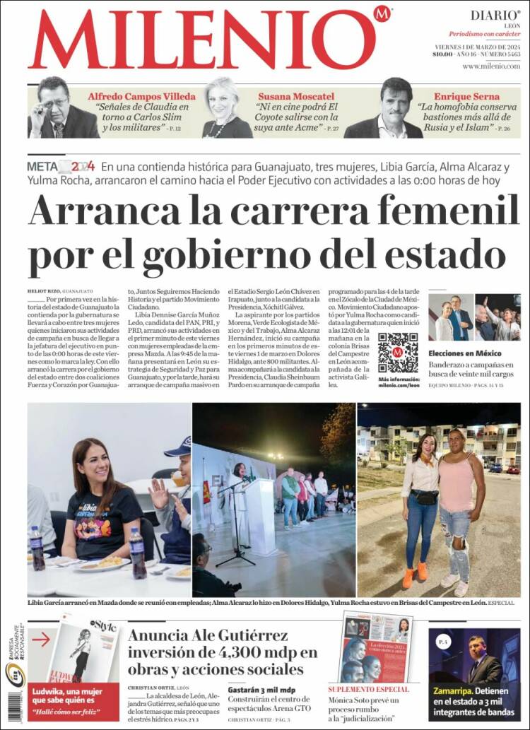 Portada de Milenio de León (M&eacute;xico)