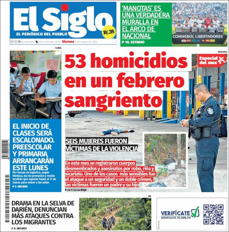 Portada de El Siglo (Panam&aacute;)