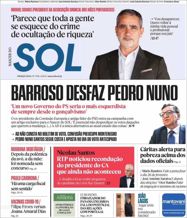 Portada de Jornal Sol (Portugal)