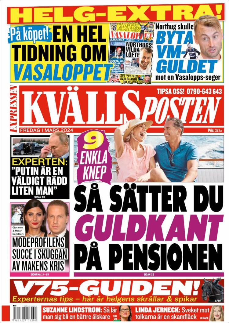 Portada de Kvällsposten (Suecia)