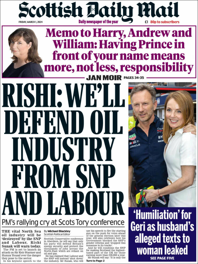Portada de Scottish Daily Mail (Reino Unido)