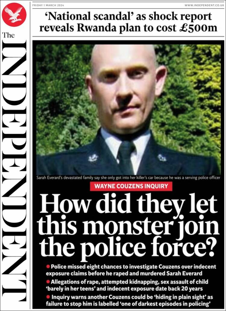 Portada de The Independent (Reino Unido)