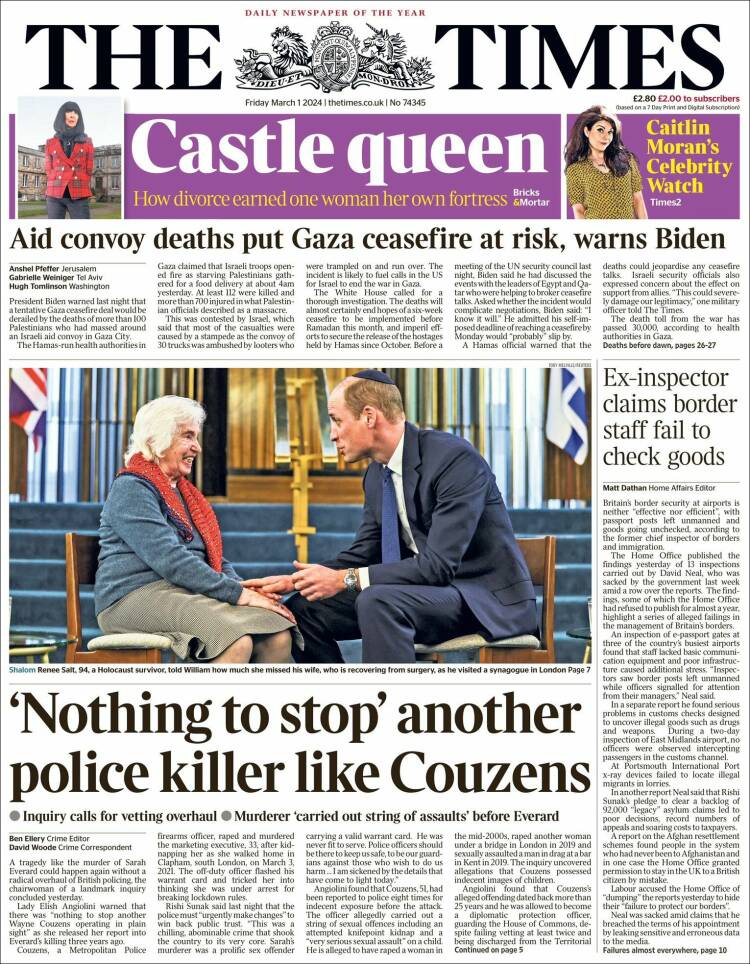 Portada de The Times (Reino Unido)