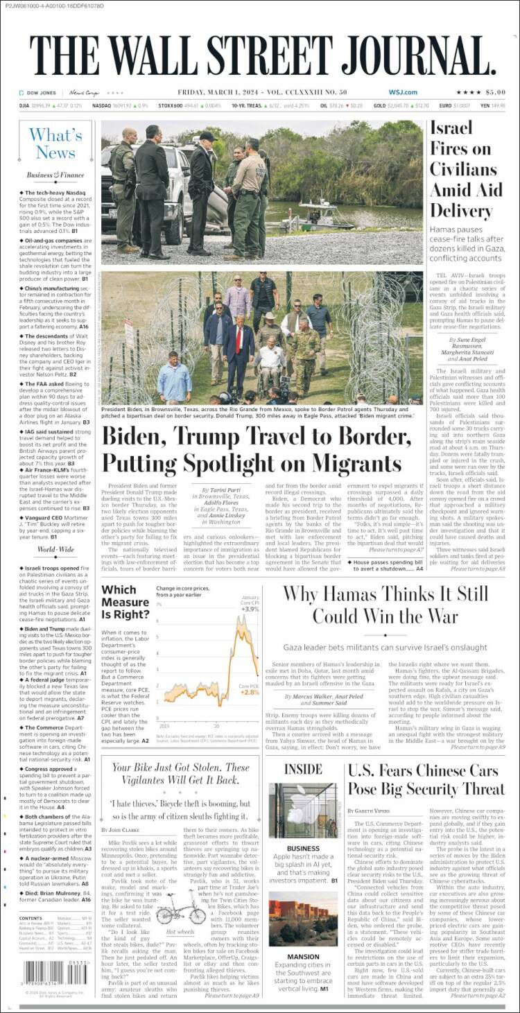 Portada de Wall Street Journal (USA)