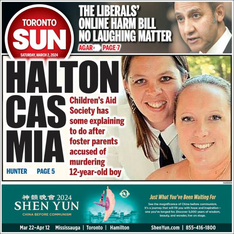 Portada de The Toronto Sun (Canadá)