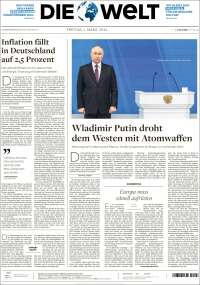 Portada de Die Welt (Alemania)