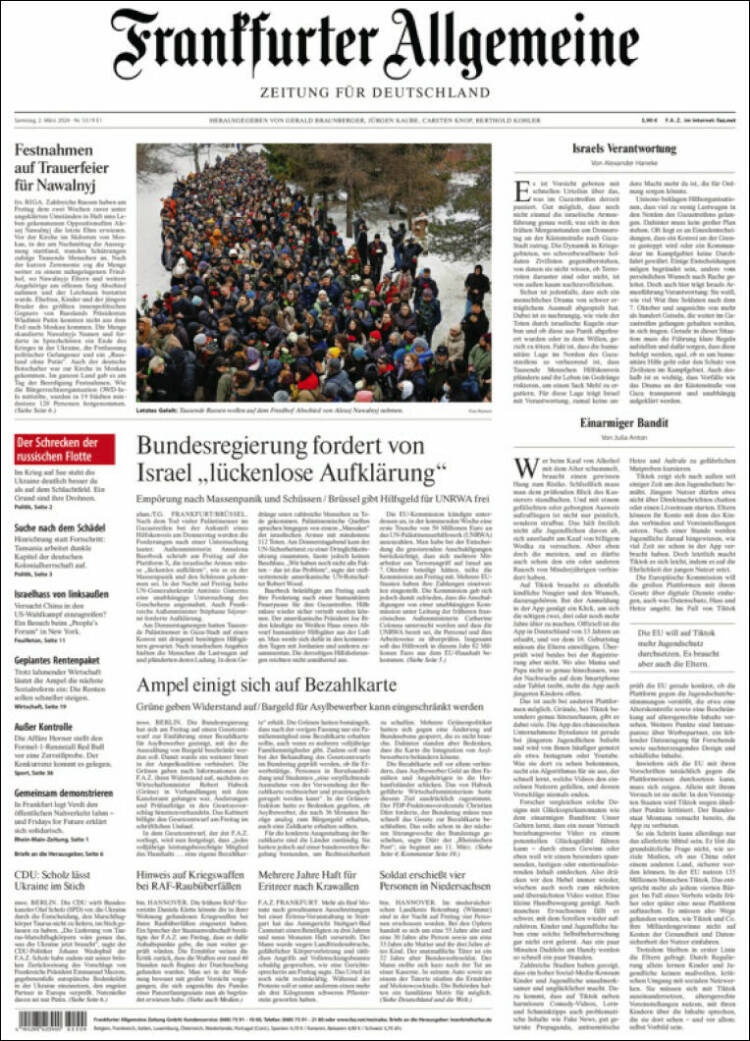 Portada de Frankfurter Allgemeine (Alemania)
