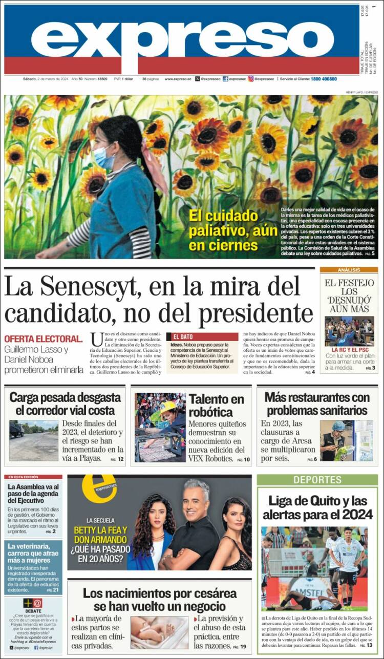 Portada de Expreso (Ecuador)