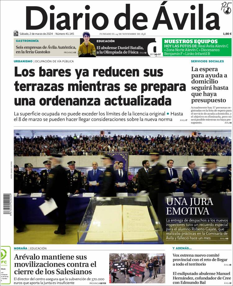 Portada de Diario de Ávila (España)