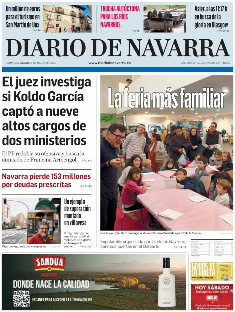 Portada de Diario de Navarra (España)