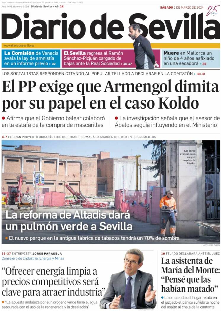 Portada de Diario de Sevilla (España)
