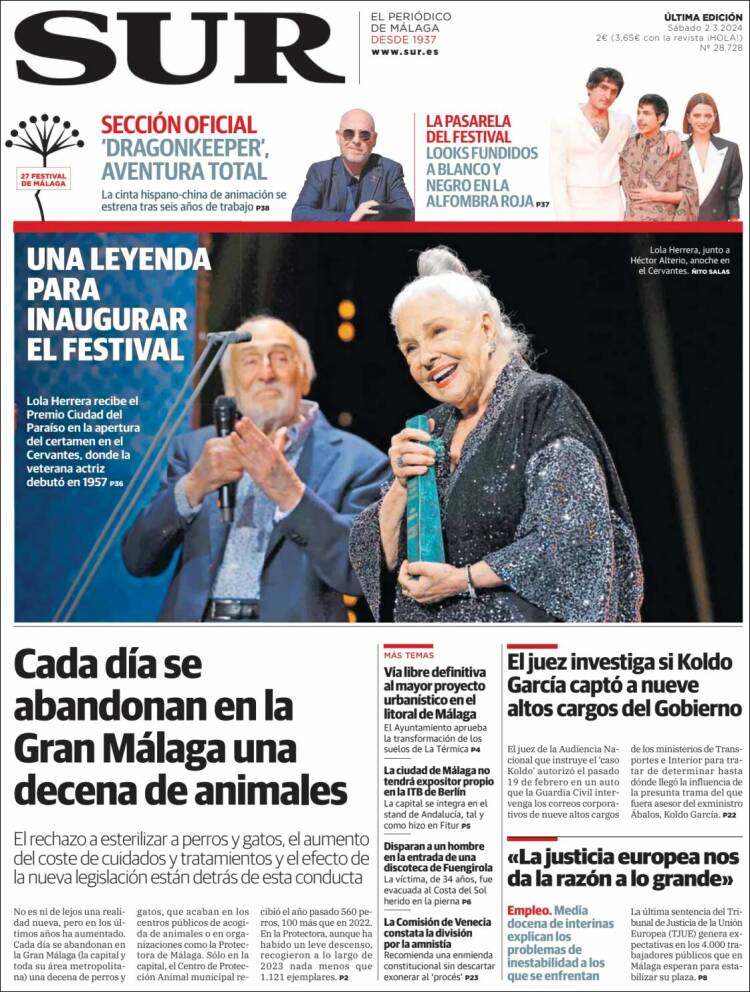 Portada de Diario el Sur (España)