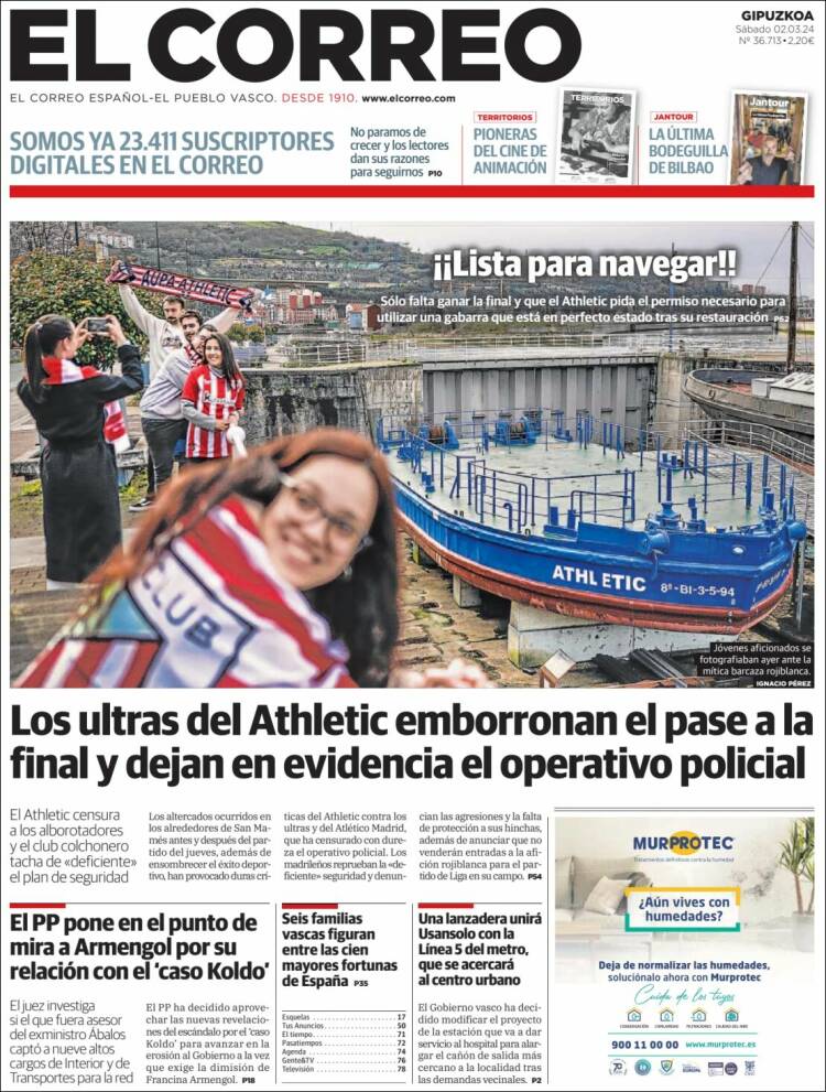 Portada de El Correo - Guipuzcoa (España)