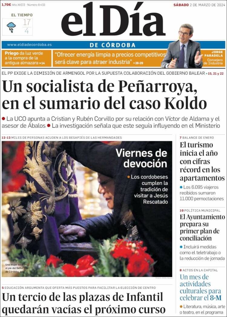 Portada de El Día de Córdoba (España)