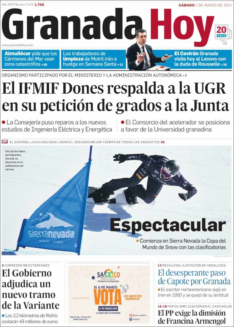 Portada de Granada Hoy (España)