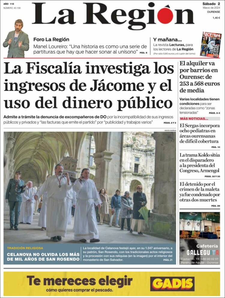 Portada de La Región de Ourense (España)