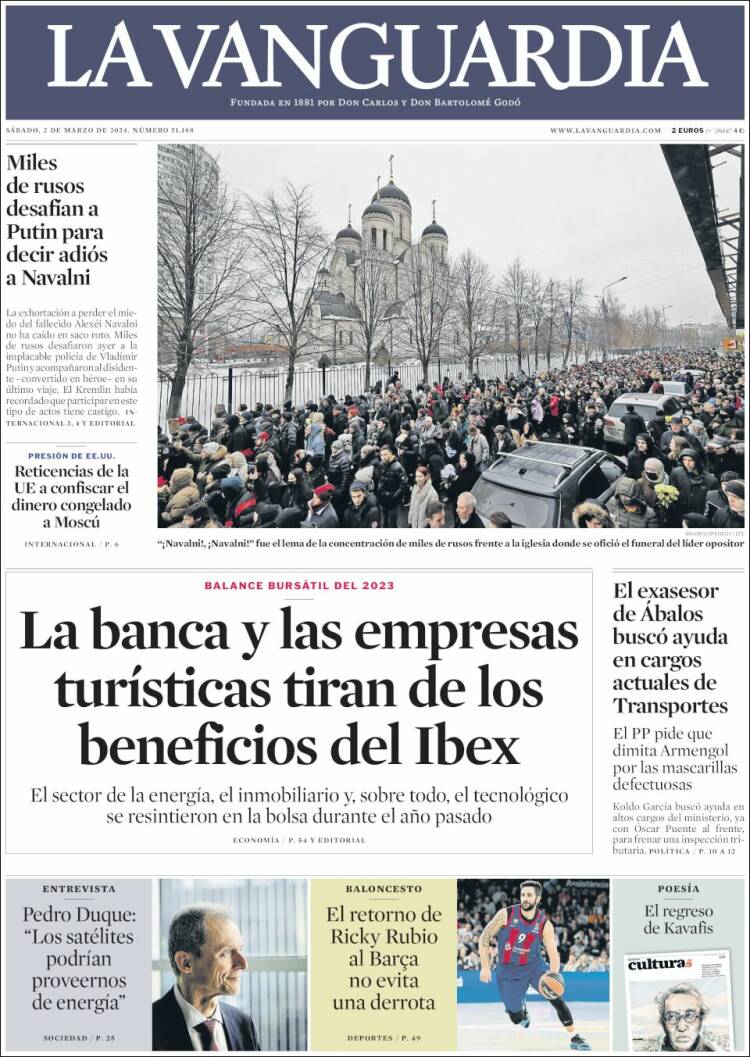 Portada de La Vanguardia (España)