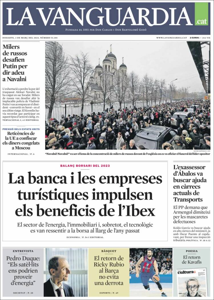 Portada de La Vanguardia (España)