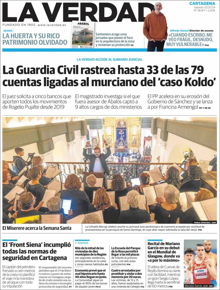 Portada de La Verdad de Cartagena (España)